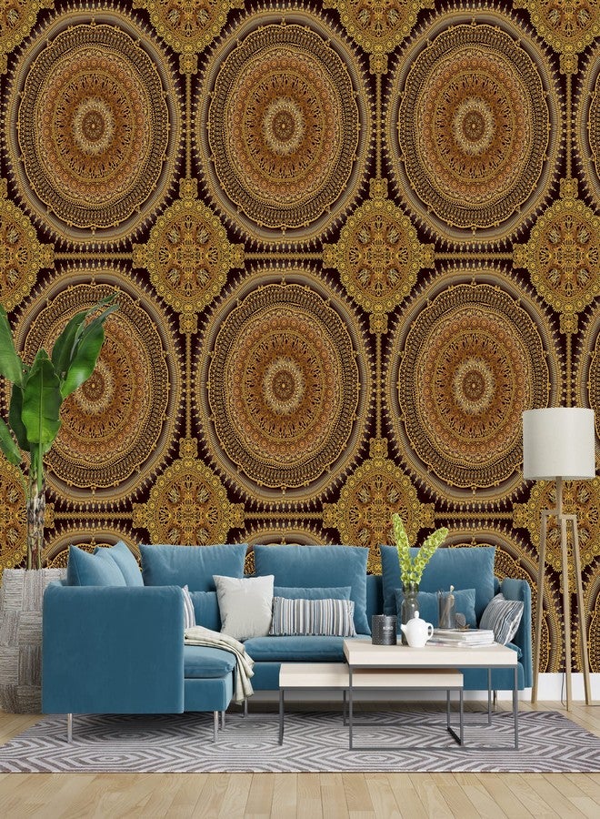 PAPER PLANE DESIGN Self-Adhesive Theme Mandala Wallpaper for Living Rooms Bedroom-1 Roll(Black &Golden) - Image 2